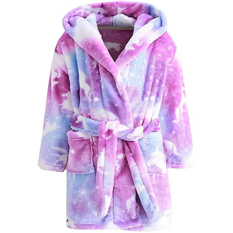 Peignoir Licorne Enfant en Flanelle Polaire