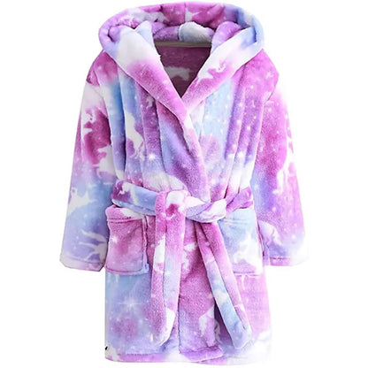 Peignoir Licorne Enfant en Flanelle Polaire