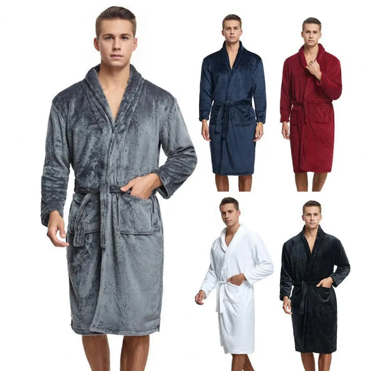 Peignoir flanelle homme poche frontale polyester