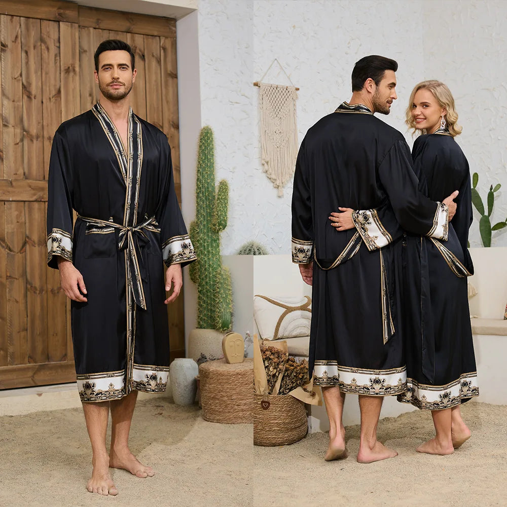 Peignoir style baroque satin polyester homme et femme