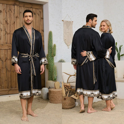 Peignoir style baroque satin polyester homme et femme