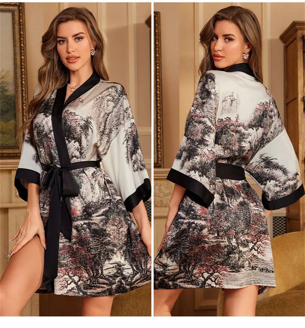 Peignoir court sexy Satin Femme