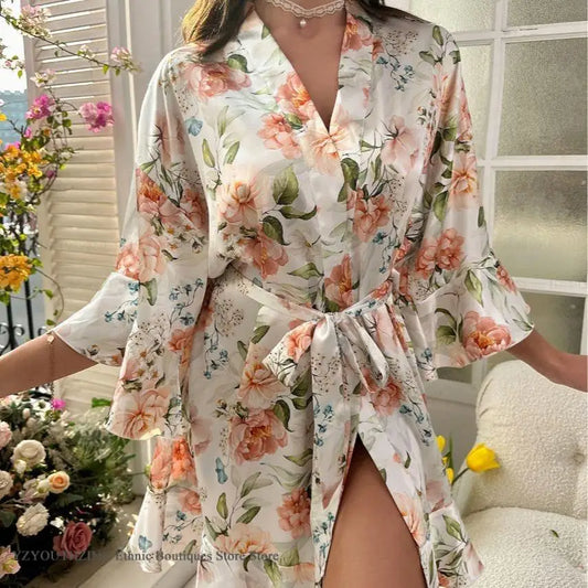 Peignoir imprimé fleur polyester Femme