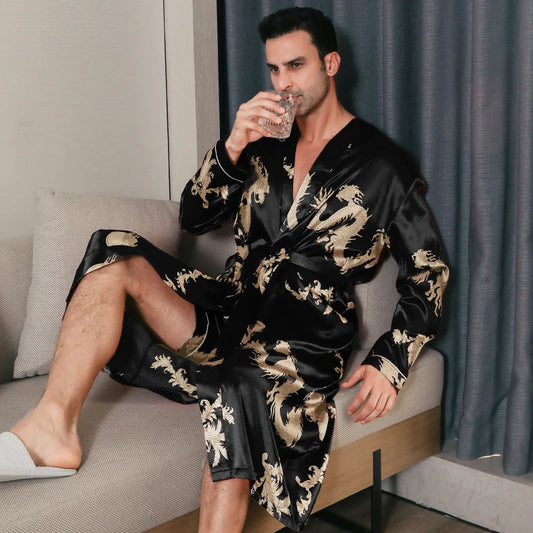 Peignoir satin homme
