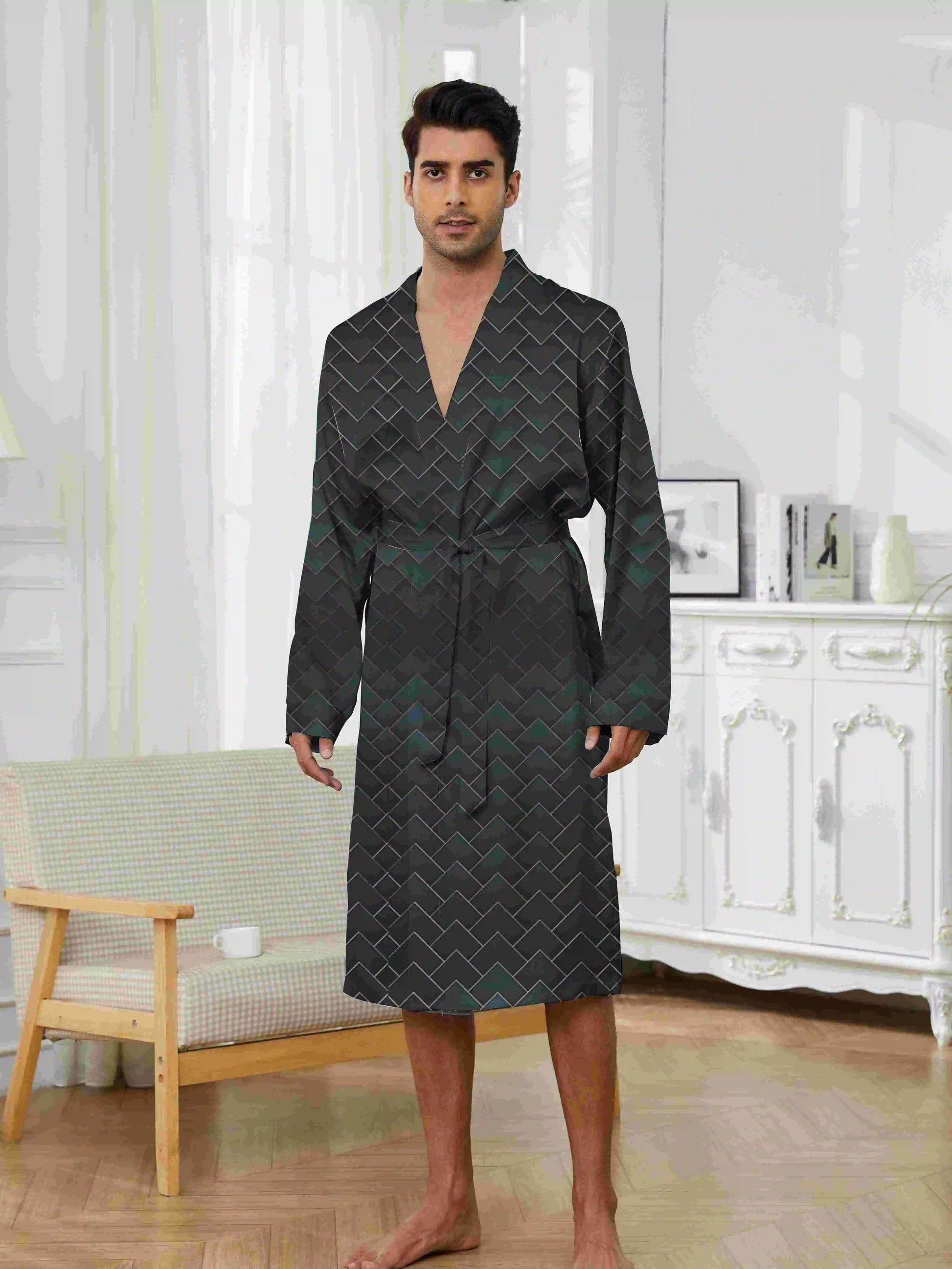 Peignoir soie glacée polyester Homme 2025