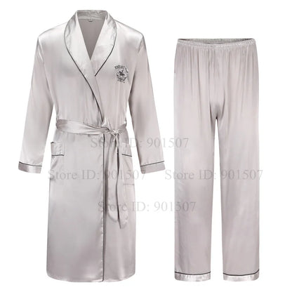 Peignoir 2 pièces satin polyester Homme
