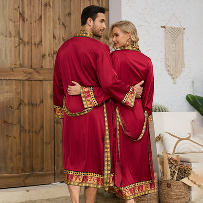 Peignoir style baroque satin polyester homme et femme